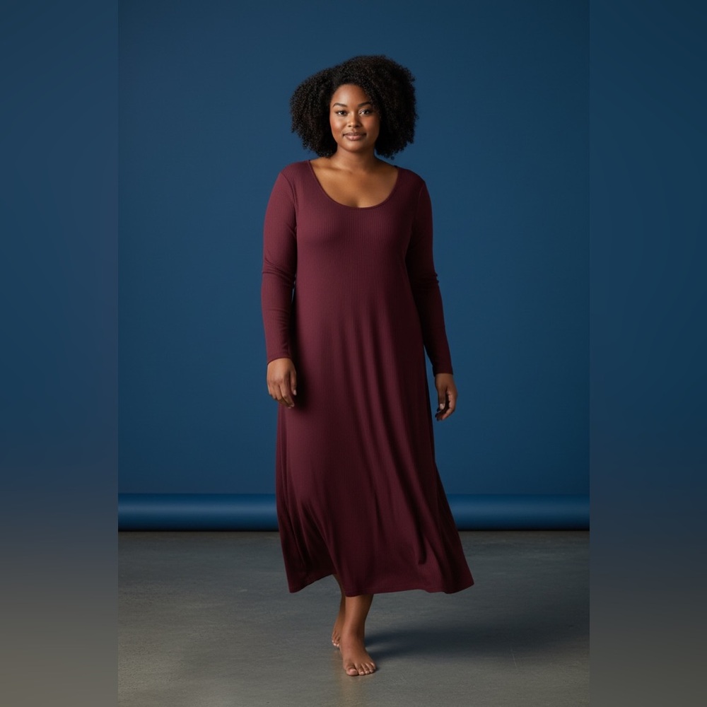 A NEW DAY PLUS SIZE Long Sleeve Scoop Neck Maxi Dress